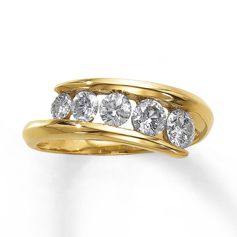 Main Image 1 of Previously Owned Diamond Anniversary Ring 1 ct tw Round-cut 14K Yellow Gold - Size 10