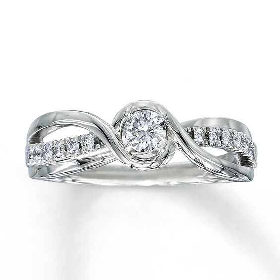 Previously Owned Engagement Ring 1/3 ct tw Round-cut Diamonds 10K White Gold Size 10