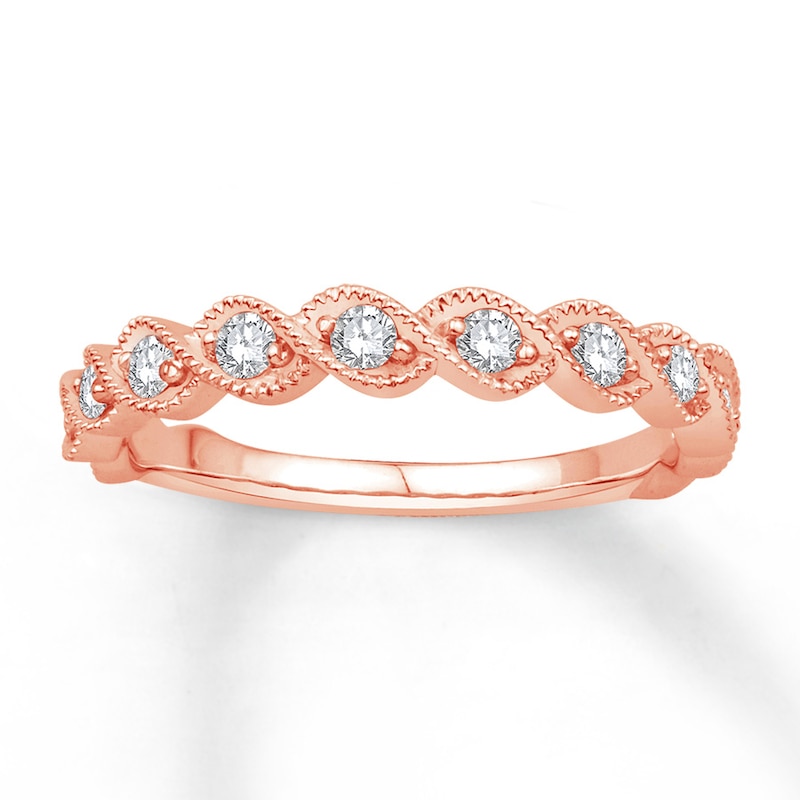 Main Image 1 of Previously Owned Diamond Anniversary Band 1/3 ct tw Round-cut 10K Rose Gold - Size 3.75