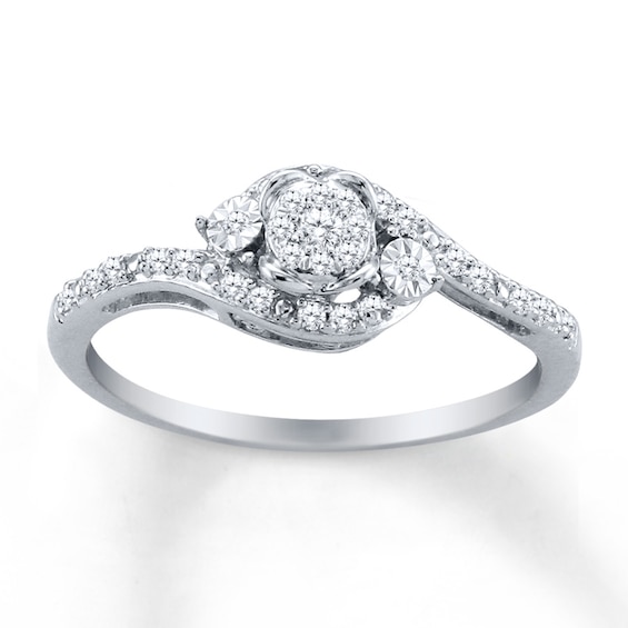 Previously Owned Diamond Ring 1/6 ct tw Round-cut Sterling Silver Size 10.5