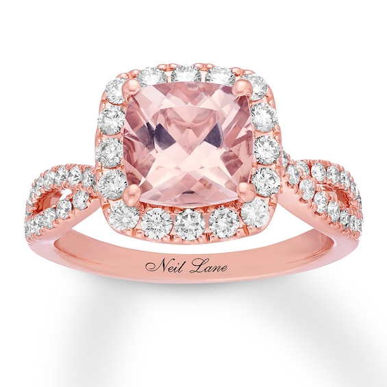 Previously Owned Neil Lane Morganite Engagement Ring 7/8 ct tw Round-cut Diamonds 14K Gold 9.25