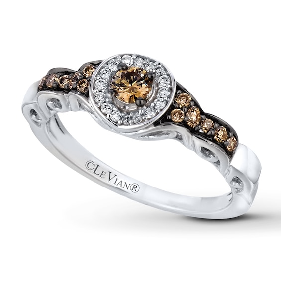 Previously Owned Le Vian Chocolate Diamonds 1/3 ct tw Round-cut Ring 14K Vanilla Gold Size 9.75
