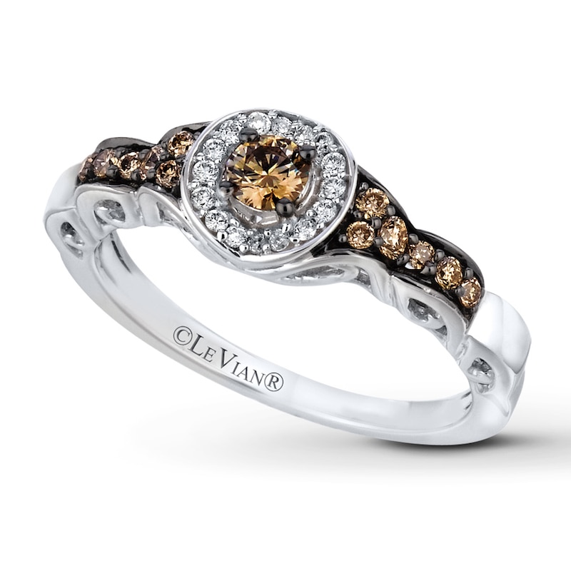 Previously Owned Le Vian Chocolate Diamonds 1/3 ct tw Round-cut Ring 14K Vanilla Gold - Size 9.75