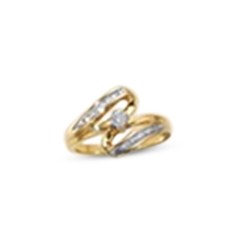 Main Image 1 of Previously Owned Diamond Ring 1/4 ct tw Round & Baguette-cut 10K Yellow Gold - Size 4