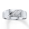 Thumbnail Image 0 of Previously Owned Men's Diamond Wedding Band 1/10 ct tw Round-cut 10K White Gold - Size 14