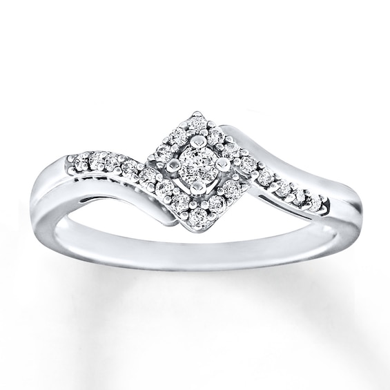 Previously Owned Diamond Ring 1/5 ct tw Round-cut Sterling Silver Size 4