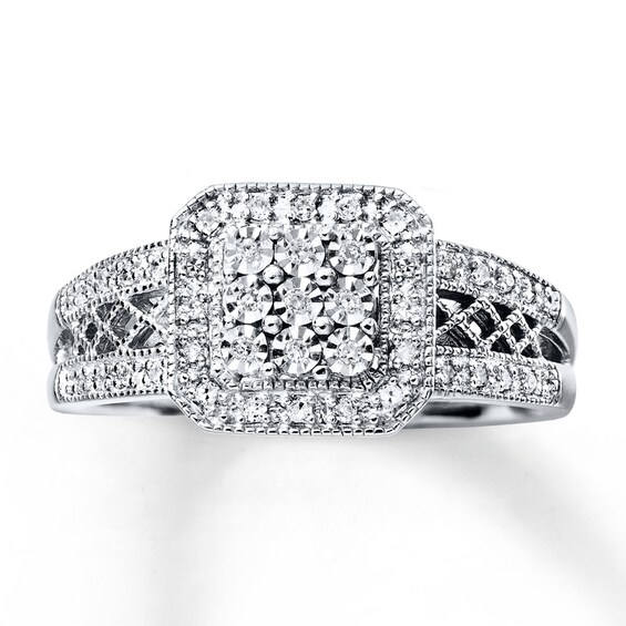 Previously Owned Diamond Ring 1/8 ct tw Round-cut Sterling Silver Size