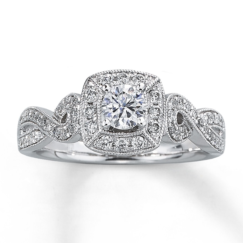 Main Image 1 of Previously Owned Diamond Engagement Ring 5/8 ct tw Round-cut 14K White Gold Size 9.25
