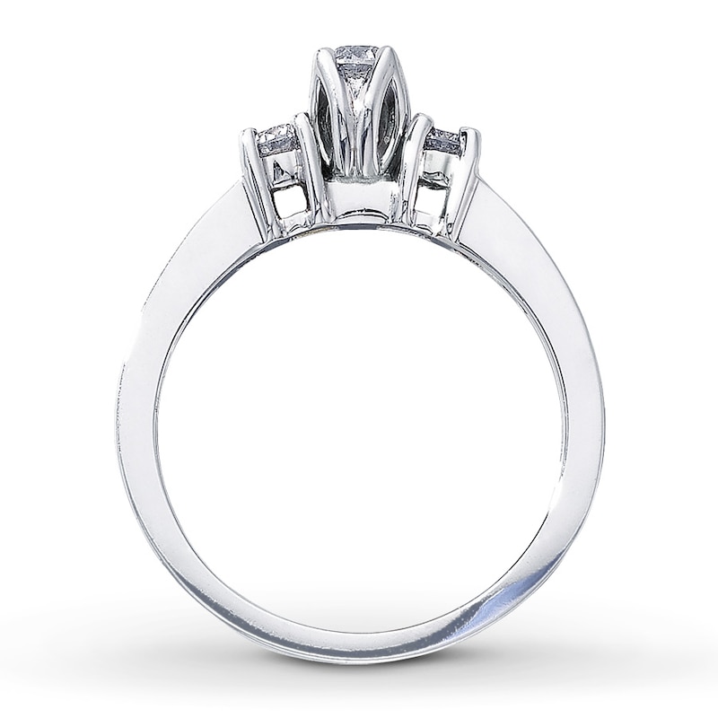 Main Image 2 of Previously Owned Three-Stone Diamond Ring 1/2 ct tw Round-Cut 14K White Gold - Size 9.25
