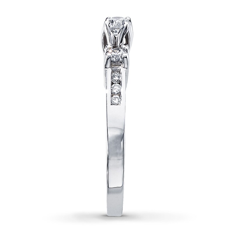 Main Image 3 of Previously Owned Three-Stone Diamond Ring 1/2 ct tw Round-Cut 14K White Gold - Size 9.25