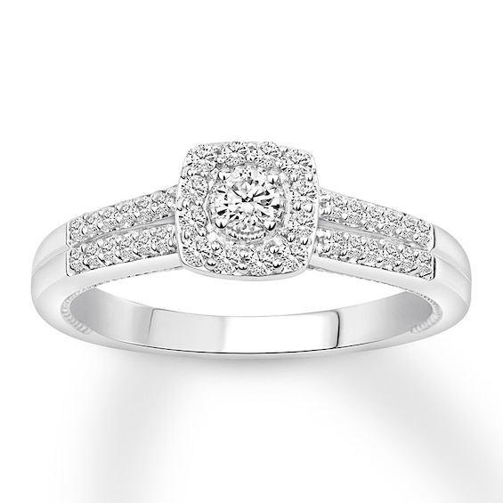 Previously Owned Diamond Engagement Ring 1/3 ct tw Round-cut 10K White Gold Size 9.75
