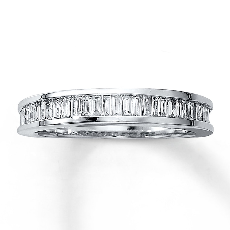 Main Image 1 of Previously Owned Diamond Anniversary Band 1/2 ct tw Baguette-cut 14K White Gold Size 12.25