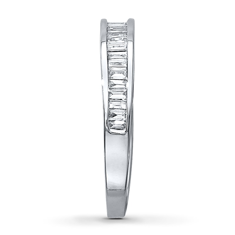 Main Image 3 of Previously Owned Diamond Anniversary Band 1/2 ct tw Baguette-cut 14K White Gold Size 12.25