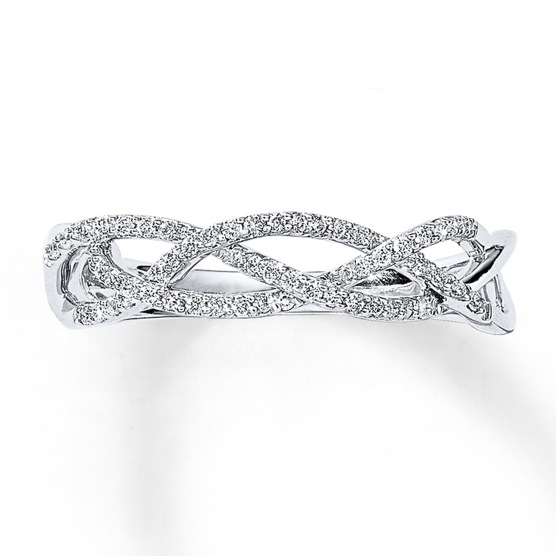 Main Image 1 of Previously Owned Diamond Anniversary Ring 1/6 ct tw Round-cut 10K White Gold - Size 11