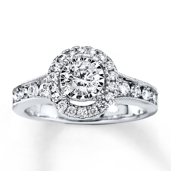 Previously Owned Diamond Engagement Ring 1 ct tw Round-cut 14K White Gold Size 12