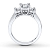 Thumbnail Image 1 of Previously Owned Three-Stone Engagement Ring 1 ct tw Princess & Round-cut Diamonds 14K White Gold - Size 11.75