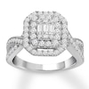 Previously Owned Diamond Engagement Ring 1 ct tw Baguette & Round-cut 14K White Gold