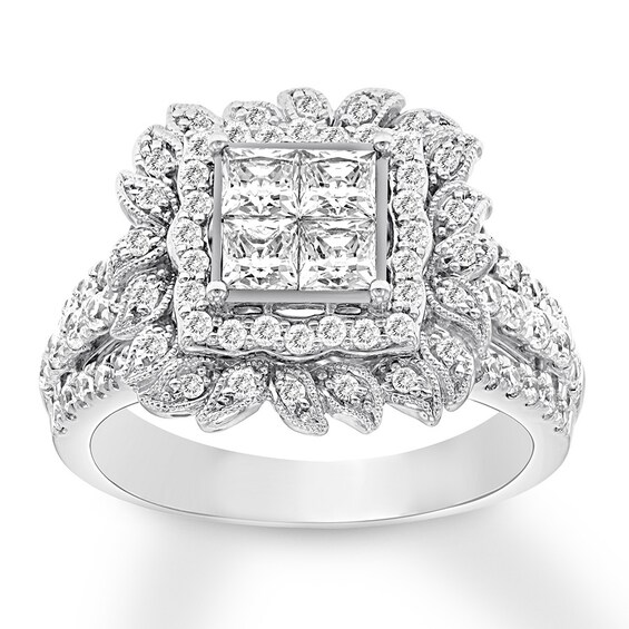 Previously Owned Diamond Engagement Ring 1-1/2 ct tw Princess & Round-cut 14K Gold Size 9