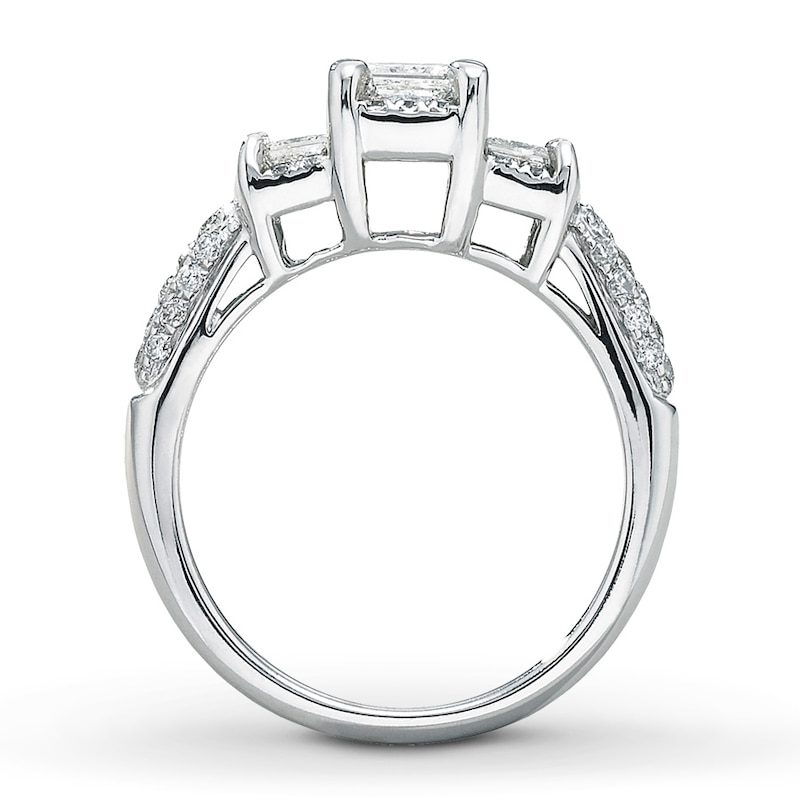 Main Image 2 of Previously Owned Diamond Engagement Ring 1 ct tw Princess & Round-cut 14K White Gold - Size 8