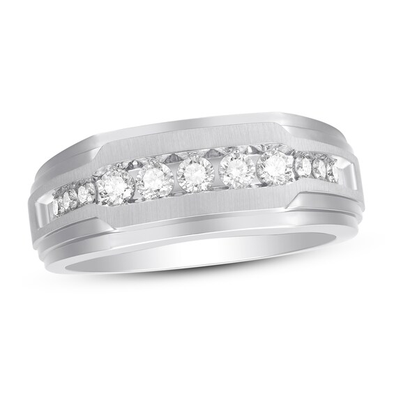 Previously Owned Men's Diamond Wedding Band 1/2 ct tw Round-cut 10K White Gold Size 12.75