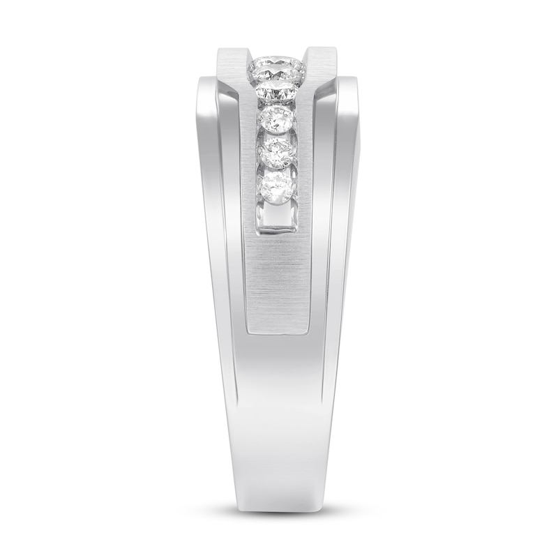 Main Image 3 of Previously Owned Men's Diamond Wedding Band 1/2 ct tw Round-cut 10K White Gold - Size 12.75
