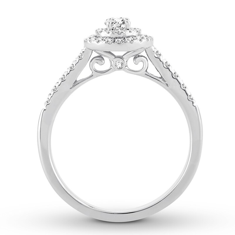 Main Image 2 of Previously Owned Diamond Engagement Ring 1/2 ct tw Oval & Round-cut 14K White Gold - Size 3.5