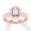 Thumbnail Image 1 of Previously Owned Diamond Engagement Ring 7/8 ct tw Oval & Round-cut 14K Rose Gold Size 11.75