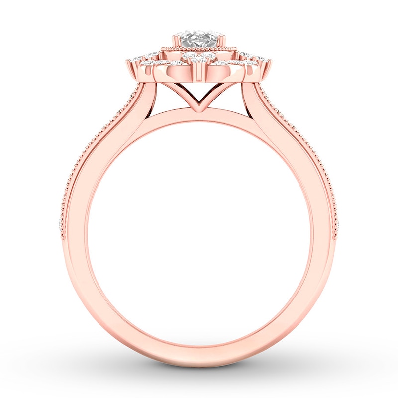 Previously Owned Diamond Engagement Ring 7/8 ct tw Oval & Round-cut 14K Rose Gold