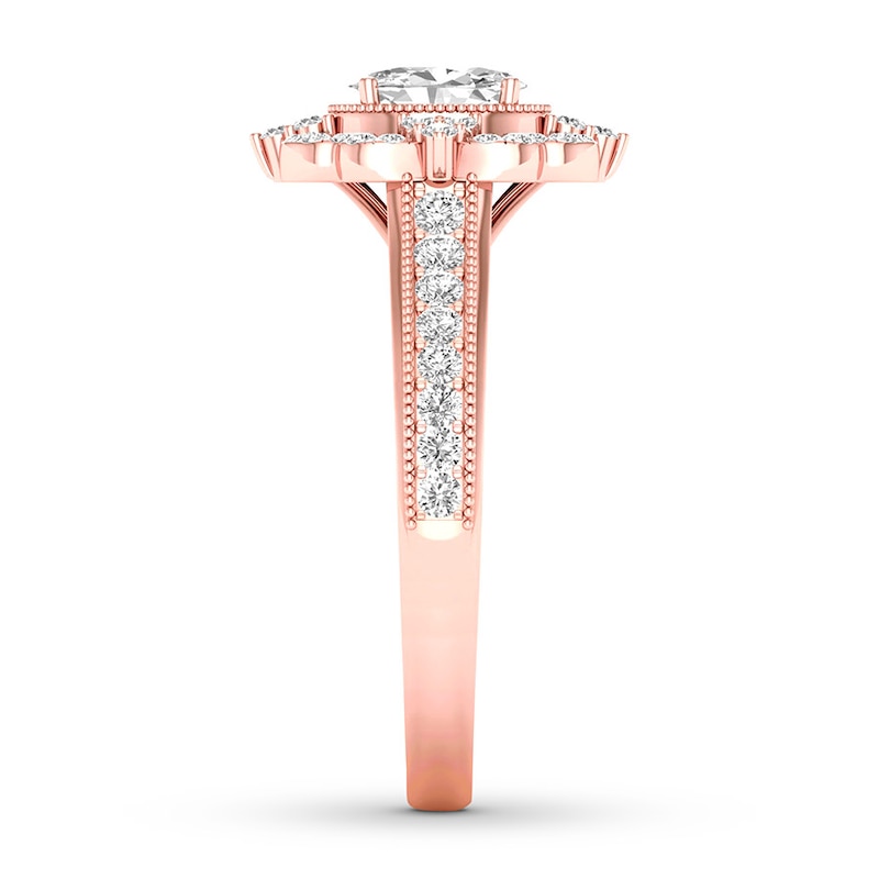 Main Image 3 of Previously Owned Diamond Engagement Ring 7/8 ct tw Oval & Round-cut 14K Rose Gold Size 11.75