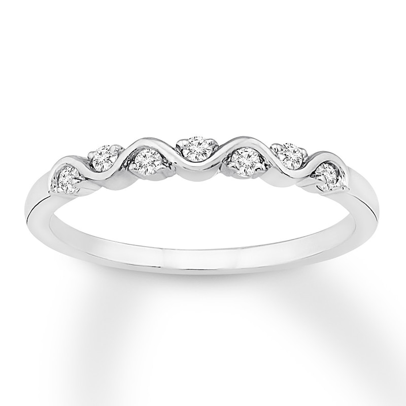 Main Image 1 of Previously Owned Diamond Anniversary Band 1/15 ct tw Round-cut 10K White Gold - Size 9.75