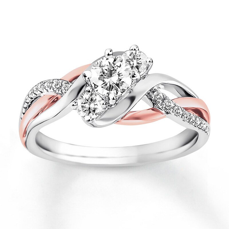 Main Image 1 of Previously Owned 3-Stone Diamond Engagement Ring 5/8 ct tw Round-cut 14K Two-Tone Gold Size 9.5