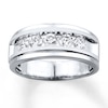 Thumbnail Image 0 of Previously Owned Men's Wedding Band 1 ct tw Round-cut Diamonds 10K White Gold - Size 12.75