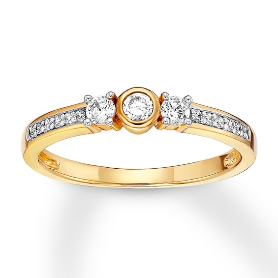 Previously Owned Diamond Promise Ring 1/4 ct tw Round-cut 10K Yellow Gold Size 10.75