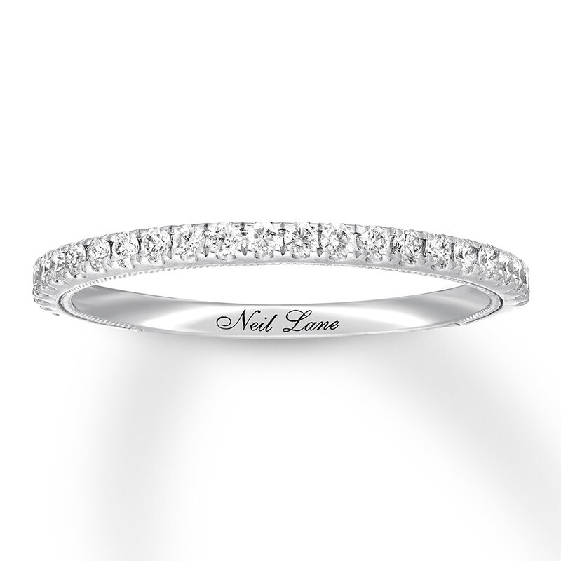 Main Image 1 of Previously Owned Neil Lane Diamond Wedding Band 1/4 ct tw Round-cut 14K White Gold - Size 4.25