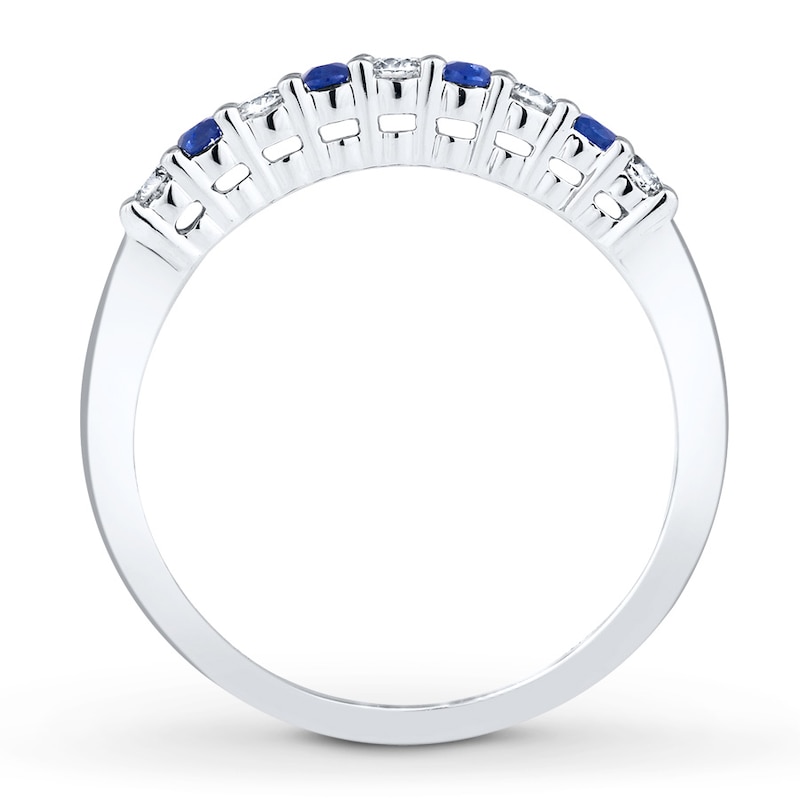 Previously Owned Natural Sapphire Ring 1/6 ct tw Round-cut Diamonds 10K White Gold