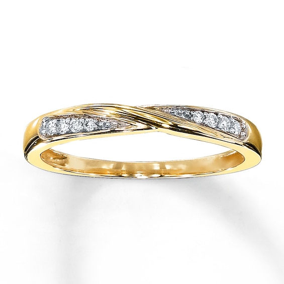 Previously Owned Wedding Band 1/20 ct tw Round-cut Diamonds 10K Yellow Gold Size 10.25