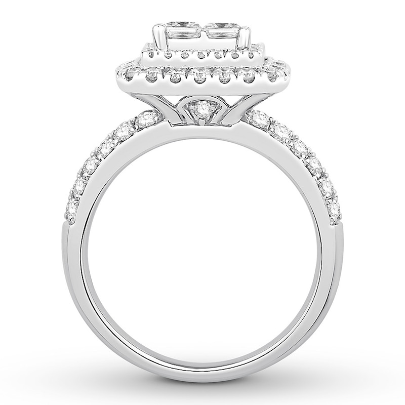 Previously Owned Diamond Engagement Ring 1-3/4 ct tw Princess & Round-cut 14K White Gold