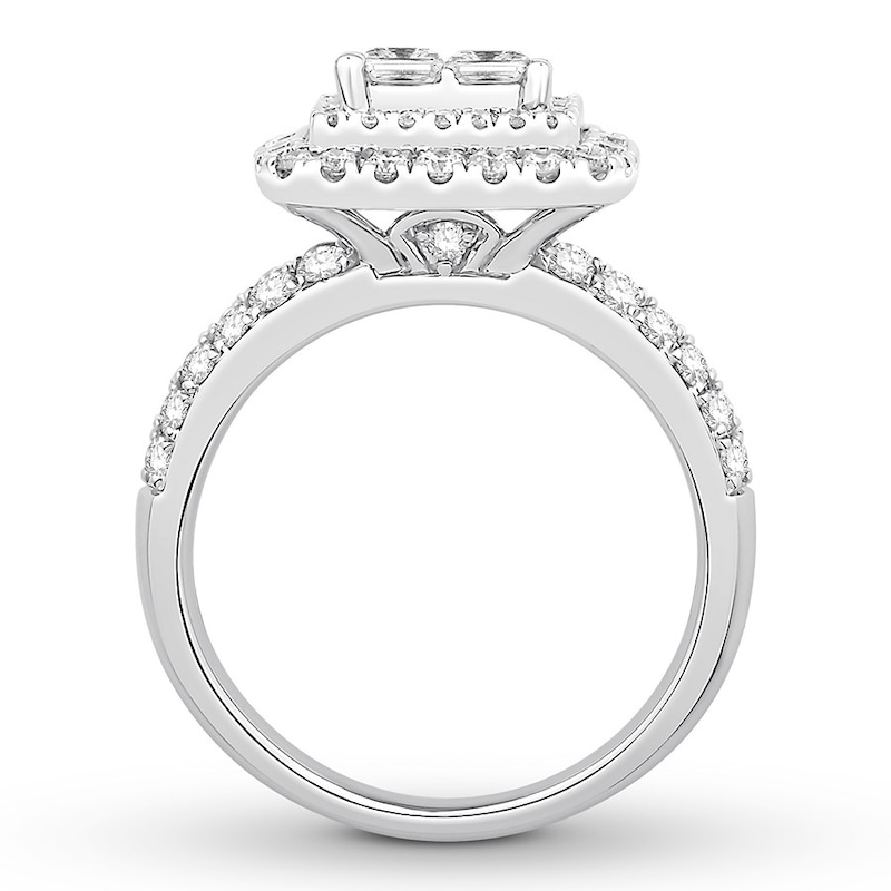 Previously Owned Diamond Engagement Ring 1-3/4 ct tw Princess & Round-cut 14K White Gold - Size 9.5