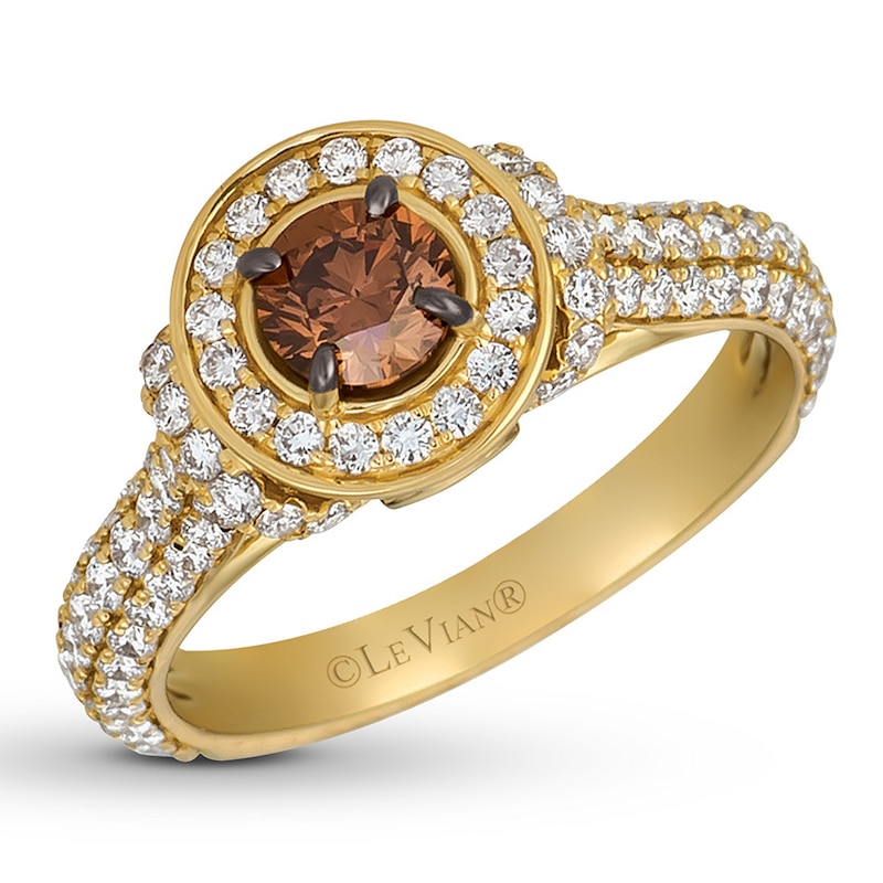 Previously Owned Le Vian Chocolate Diamond Ring 1-3/8 ct tw Round-cut 14K Honey Gold