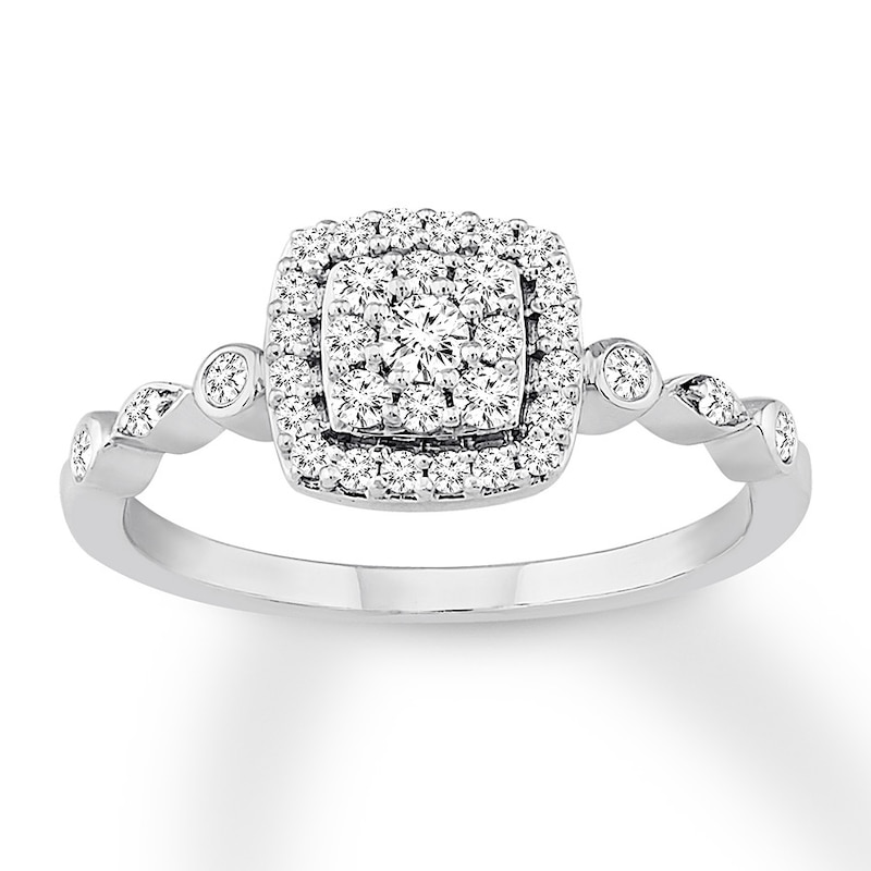 Main Image 1 of Previously Owned Diamond Promise Ring 1/3 ct tw Round-cut 10K White Gold Size 9.25