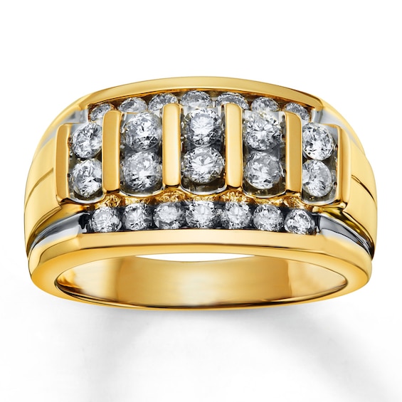 Previously Owned Men's Diamond Wedding Band 1-1/2 ct tw Round-cut 14K Yellow Gold Size 14