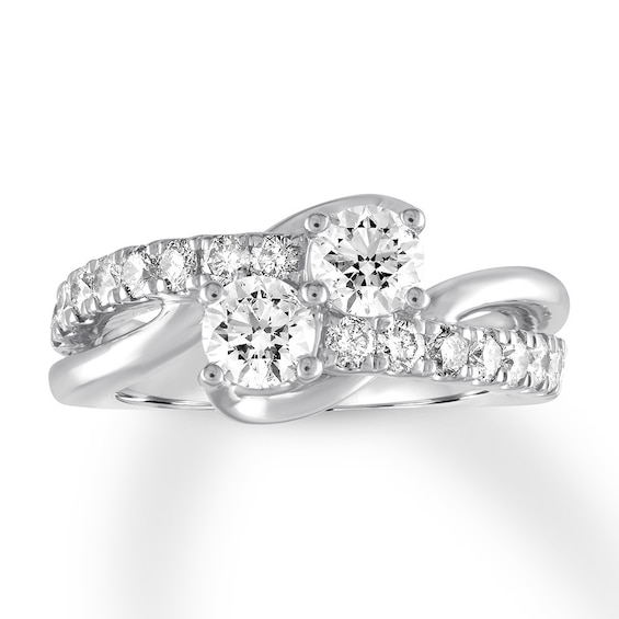 Previously Owned Ever Us Two-Stone Diamond Anniversary Ring 1-1/2 ct tw Round-cut 14K White Gold Size 9.5