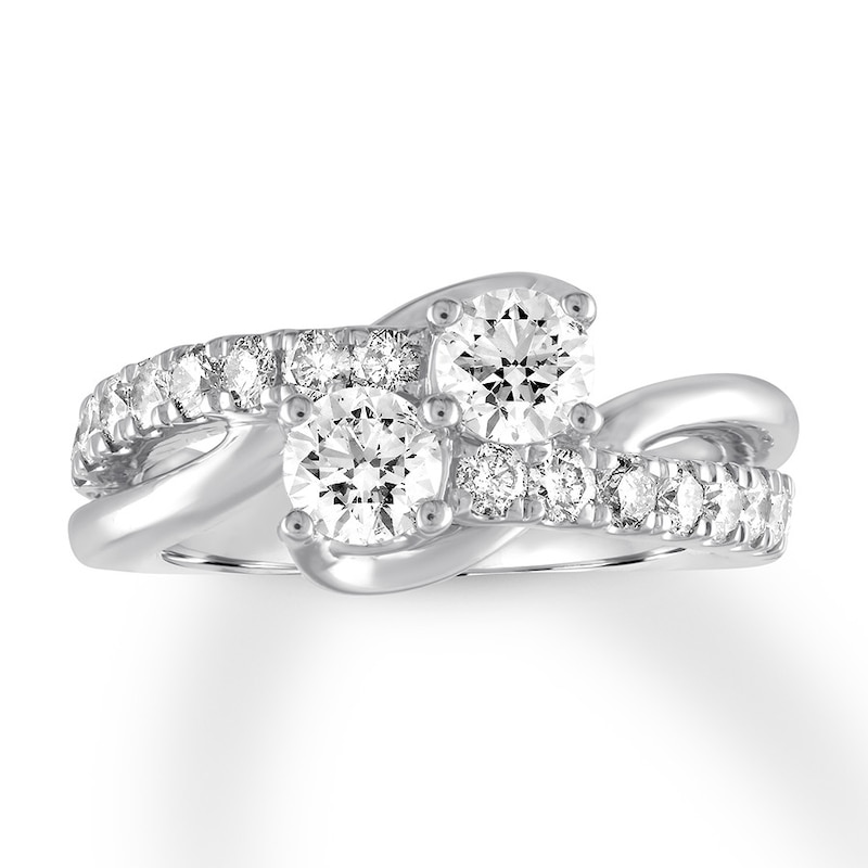 Main Image 1 of Previously Owned Ever Us Two-Stone Diamond Anniversary Ring 1-1/2 ct tw Round-cut 14K White Gold - Size 9.5