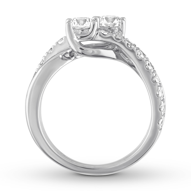 Main Image 3 of Previously Owned Ever Us Two-Stone Diamond Anniversary Ring 1-1/2 ct tw Round-cut 14K White Gold - Size 9.5