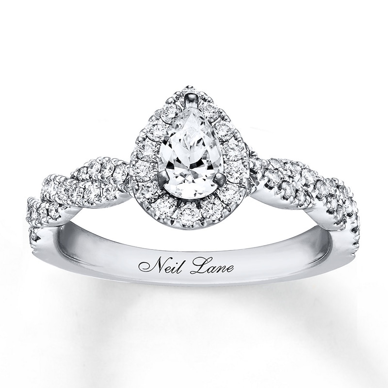 Main Image 1 of Previously Owned Neil Lane Engagement Ring 3/4 ct tw Pear & Round-cut Diamonds 14K White Gold - Size 9.25