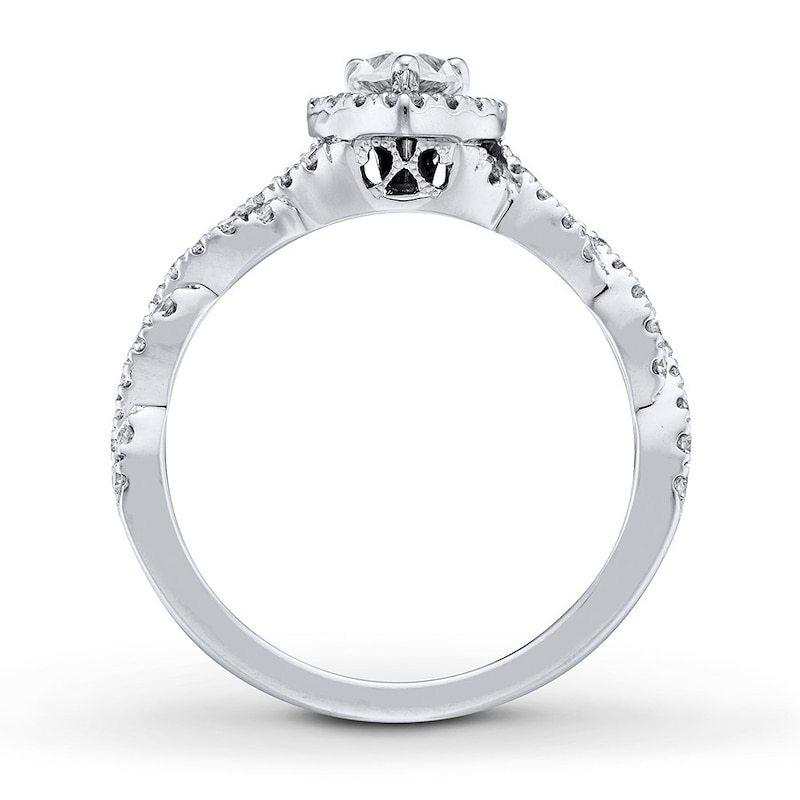 Previously Owned Neil Lane Engagement Ring 3/4 ct tw Pear & Round-cut Diamonds 14K White Gold - Size 9.25