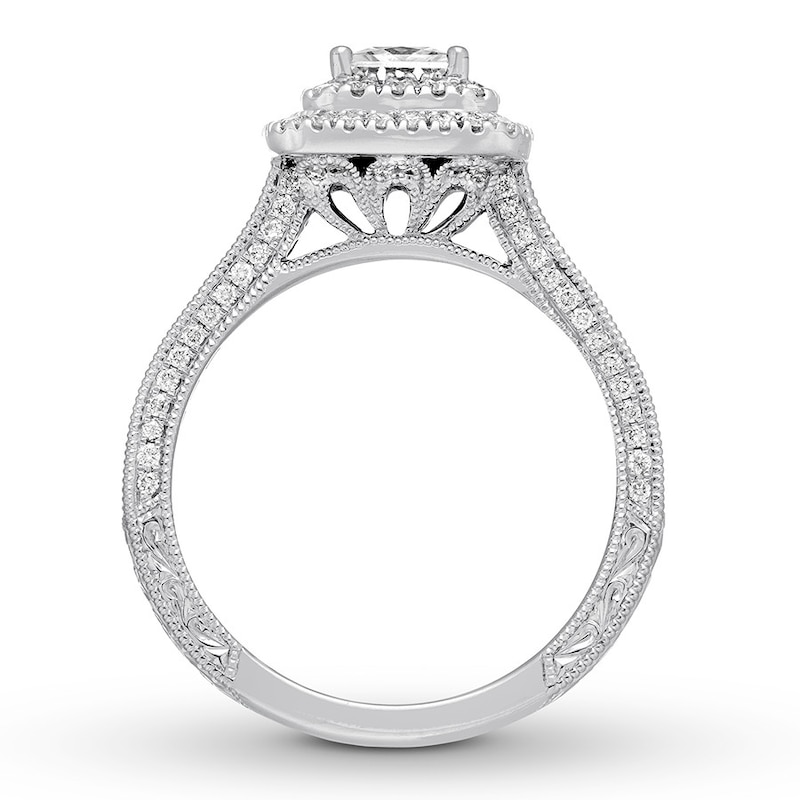 Main Image 2 of Previously Owned Neil Lane Engagement Ring 1-1/2 ct tw Princess & Round-cut Diamonds 14K White Gold - Size 9.25