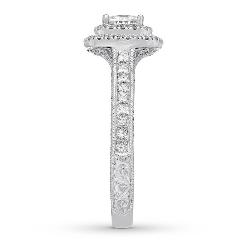 Main Image 3 of Previously Owned Neil Lane Engagement Ring 1-1/2 ct tw Princess & Round-cut Diamonds 14K White Gold - Size 9.25