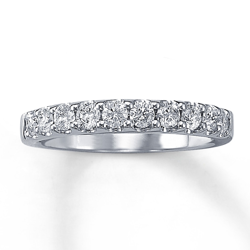 Main Image 1 of Previously Owned Wedding Band 1/2 ct tw Round-cut Diamonds 14K White Gold - Size 3.75
