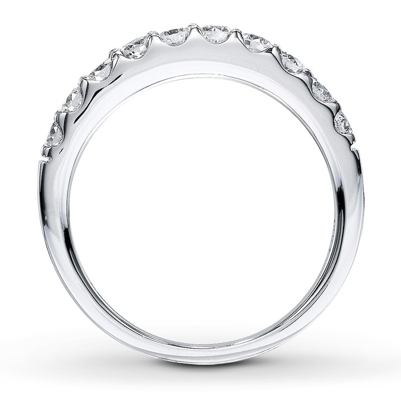 Main Image 2 of Previously Owned Wedding Band 1/2 ct tw Round-cut Diamonds 14K White Gold - Size 3.75